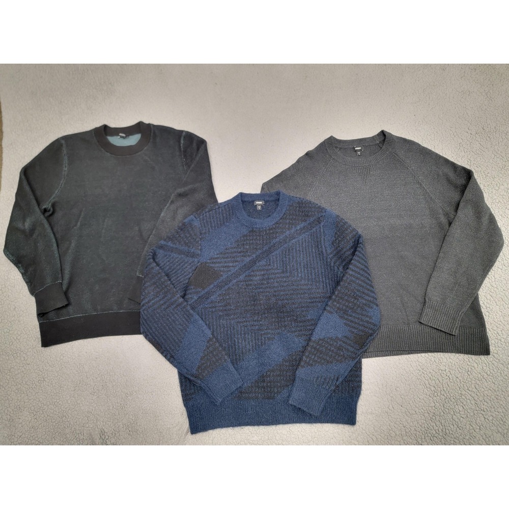 Express Sweater Lot of 3 Mens M (Fits Large) Black Gray Blue Crewneck Pullover